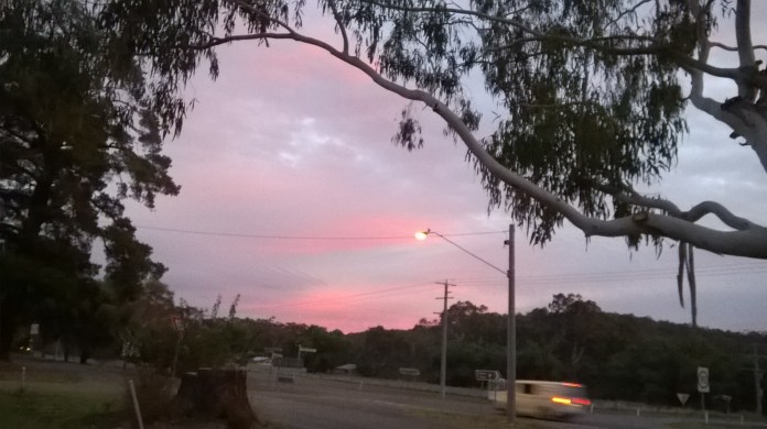 ... and over to my left, the clouds blush ...