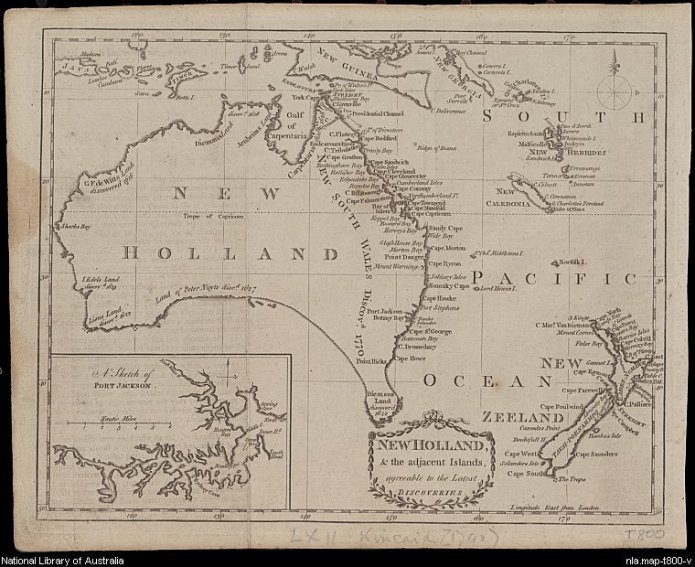 New Holland & the adjacent islands, agreeable to the latest discoveries [cartographic material]. 1790. MAP T 800.