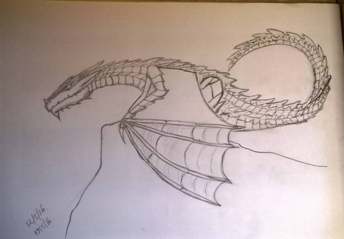 wyvern sketch before the base shading went on