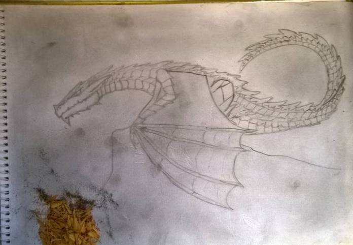 wyern sketch with graphite base applied